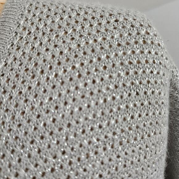 Design365 Metallic Gray Knit Scoopneck Tunic Sweater Size Large - Picture 6 of 9